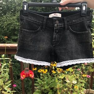 Black Denim Shorts with Lace